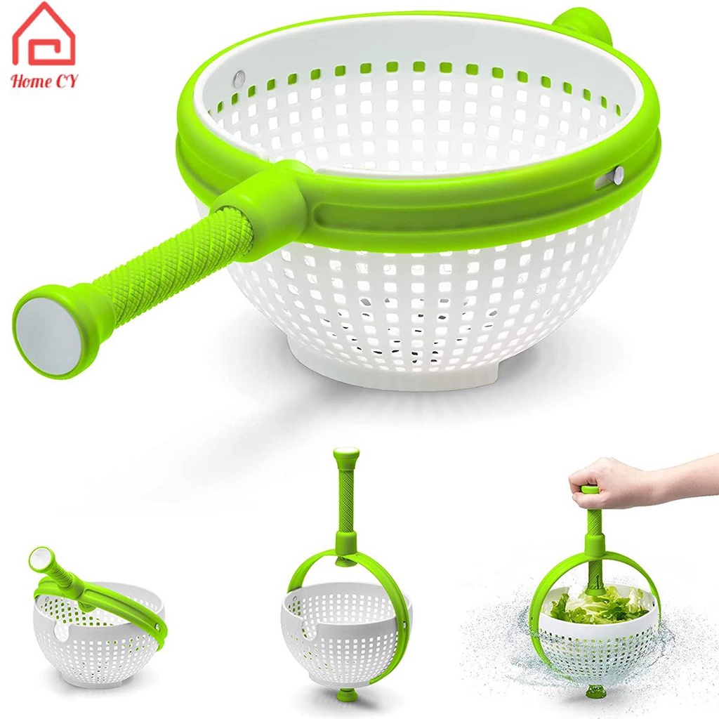 Bộ Rổ Quay Làm Ráo Nước Rau Củ Quả  Đa Năng Có Tay Cầm Xoay Làm bằng Nhựa Tiện Dụng Cho Nhà Bếp