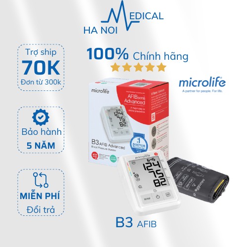 Máy đo huyết áp bắp tay Microlife B3 AFIB ADVANCED - Cảnh báo đột qụy - Hàng chính hãng BẢO HÀNH 5 NĂM