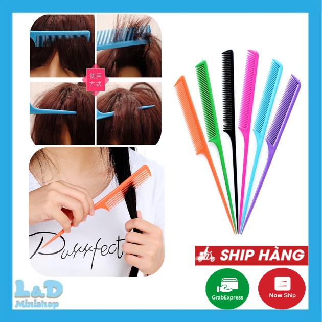 ComBo 3 Cây Lược Rẽ Ngôi Chia Tóc Đuôi Nhọn Nhiều Màu, Lược Nhựa Chải Tóc Tạo Kiểu Tóc Mini Kích Thước 21.5 x 2.5 Cm