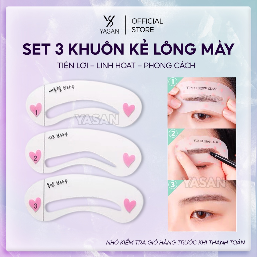 Set 3 khuôn mày kẻ lông mày định hình mày tự nhiên phong cách Hàn Quốc Yasan