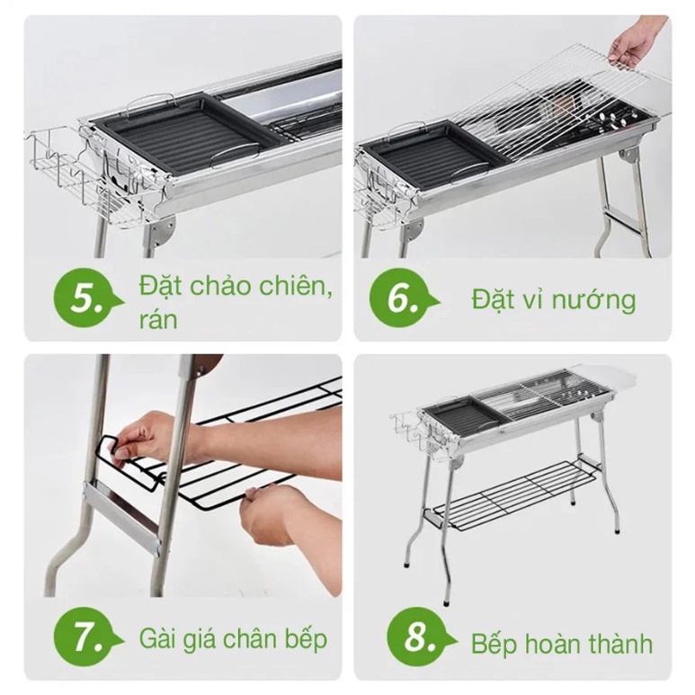 [ Home &amp; Garden ] Lò nướng than inox ngoài trời BBQ Full Set (73 x 33 x 71)cm