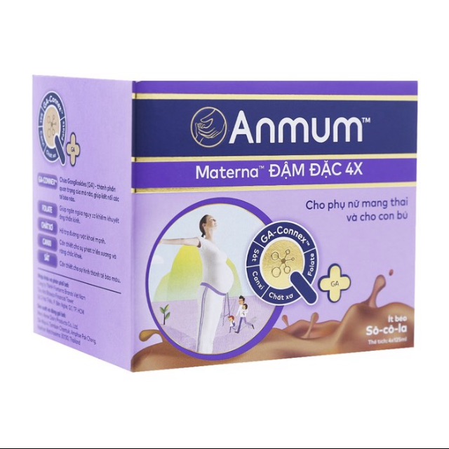 Sữa Nước Anmum Đậm Đặc 4x vani ít béo (4x125ml)