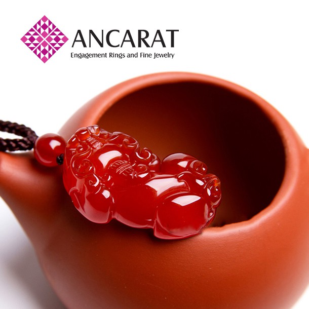 ANCARAT - Mặt dây Tỳ Hưu đá Mã não - Tặng kèm dây đeo cổ