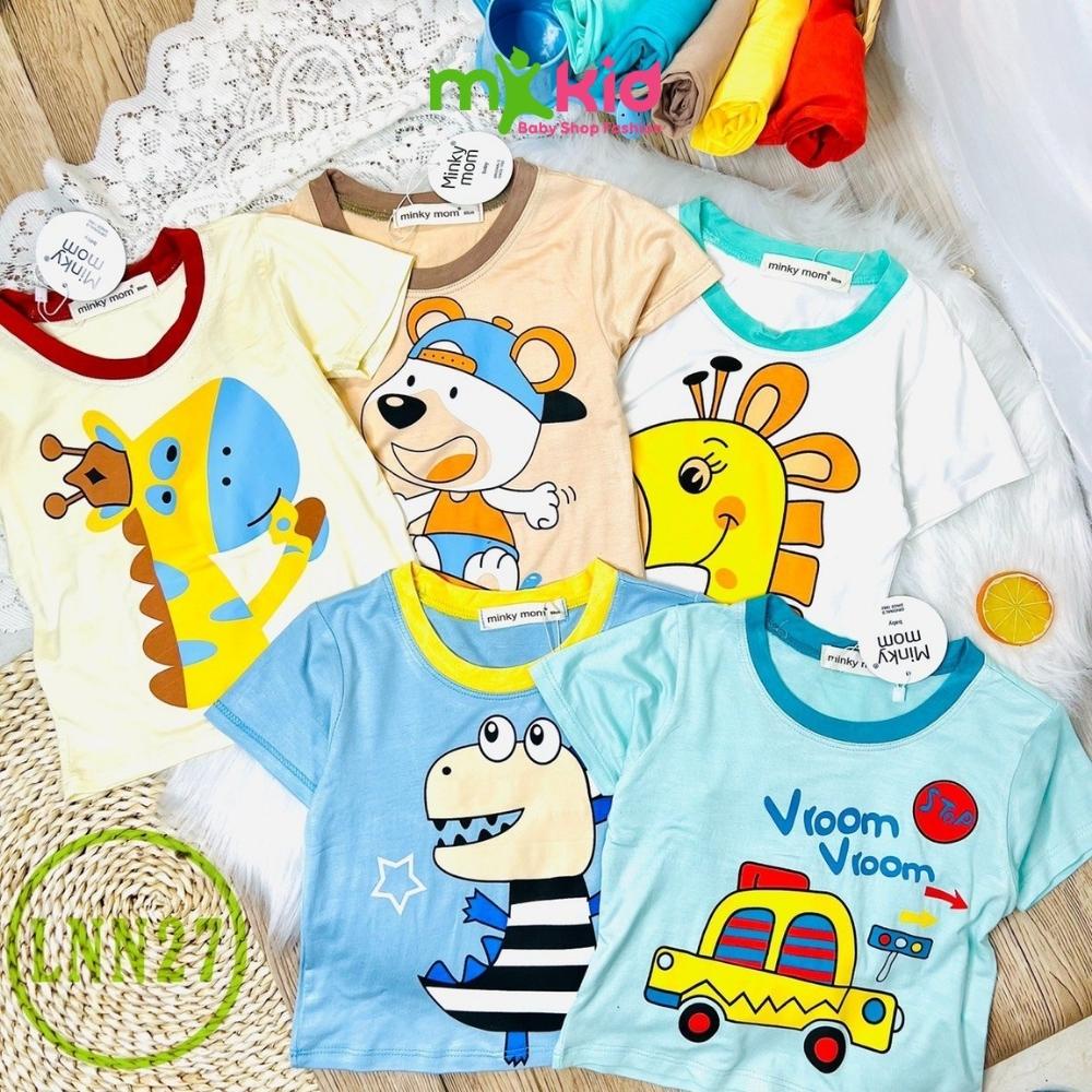 Quần áo trẻ em MK KIDS cho bé trai bé gái từ 6-18kgBộ cộc tay hoạ tiết Hươu viền kute thun lạnh cao cấp co giãn 4 chiều