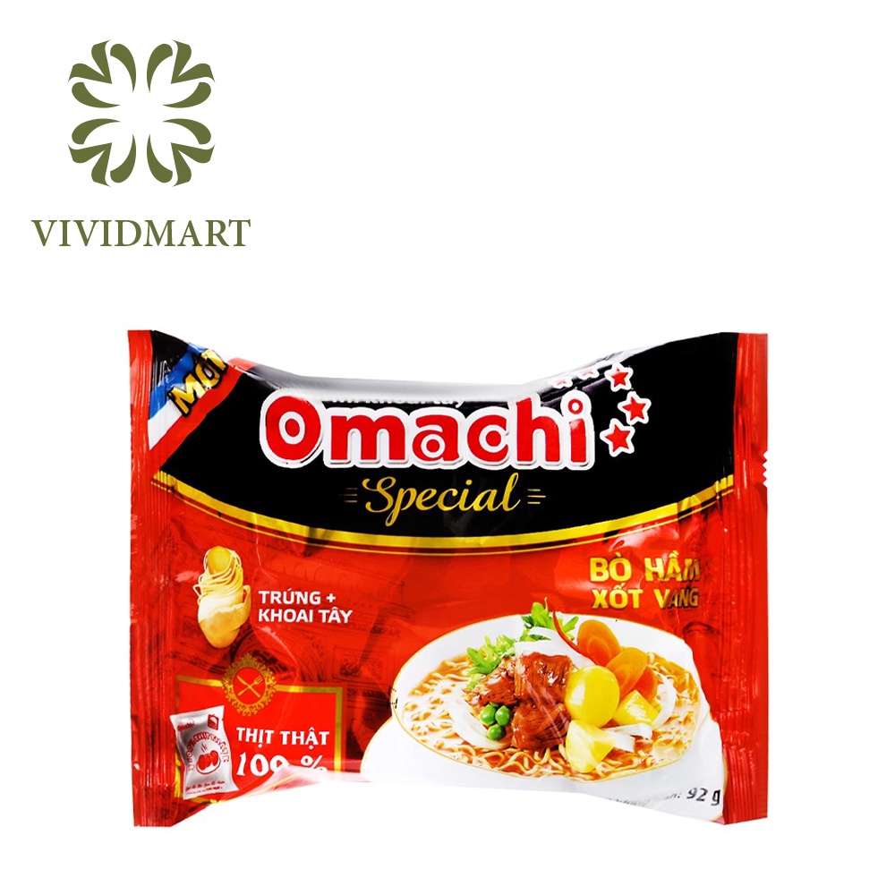 [Gói lẻ] MÌ KHOAI TÂY OMACHI SPECIAL VỊ BÒ HẦM XỐT VANG - 92gr/gói - OMACHI - MASAN