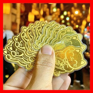 [SIÊU HOT] Combo 5 Mèo Thần Tài Mạ Vàng Chiêu Tài Lộc Dán Điện Thoại, Để Trong Ví Tiền