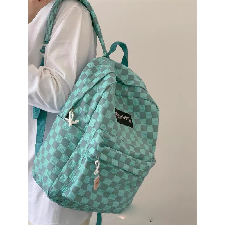 BALO ĐI HỌC NỮ IN SỌC CARO CỞ LỚN PHONG CÁCH NHẬT BẢN PHIÊN BẢN HARAJUKU ULZZANG