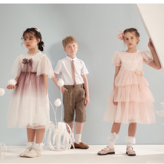 Váy công chúa bé gái 137Kids thiết kế ren lưới sang chảnh cho bé đi chơi đi dự tiệc