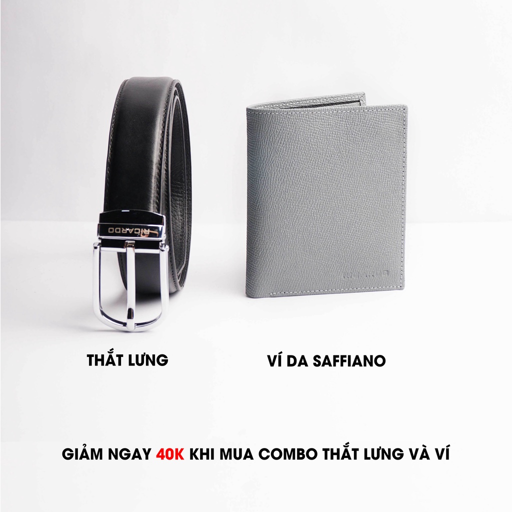 Ví Nam Da Epsom Dáng Đứng Cao Cấp, Bóp Nam Ricardo Da Bò Thật Có Hộp Làm Quà Tặng - V103
