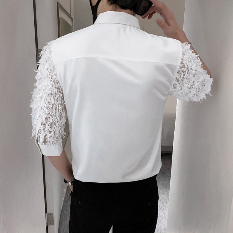 Áo Sơ Mi Nam Tay Lỡ Phối Tua Rua Thời Trang Công Sở