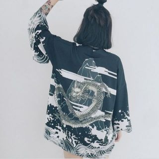 Haori Happi Kimono họa tiết rồng ( sẵn )