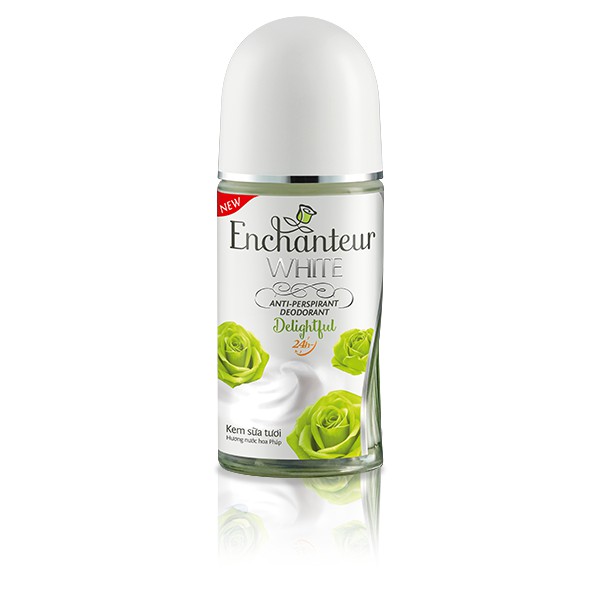 ✅ Chai lớn 50ml Lăn khử mùi hương nước hoa dưỡng trắng da  Enchanteur hương Delightful ( Xanh lá dạng sữa)