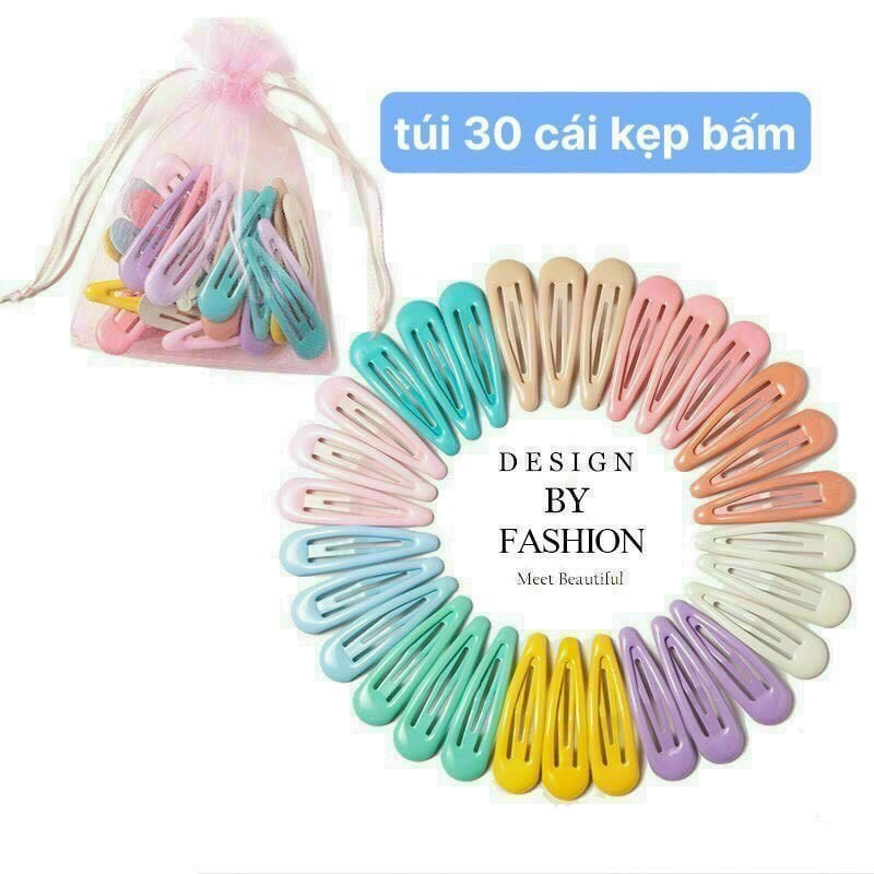 Set 30 Kẹp Tóc Màu Trơn Hình Giọt Nước Dễ Thương Cho Bé Gái -.abe