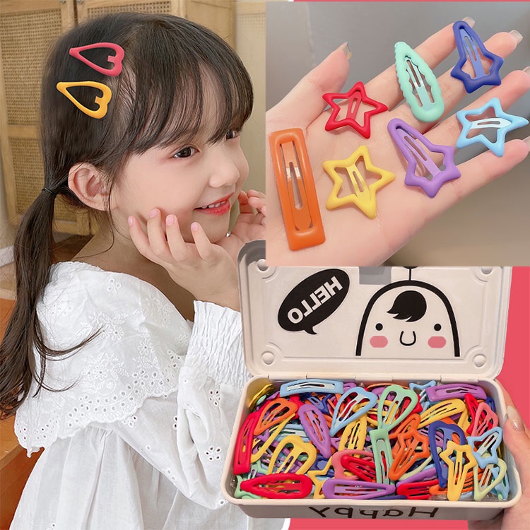 Set 50 kẹp tóc BB màu sắc độc đáo phong cách ngọt ngào