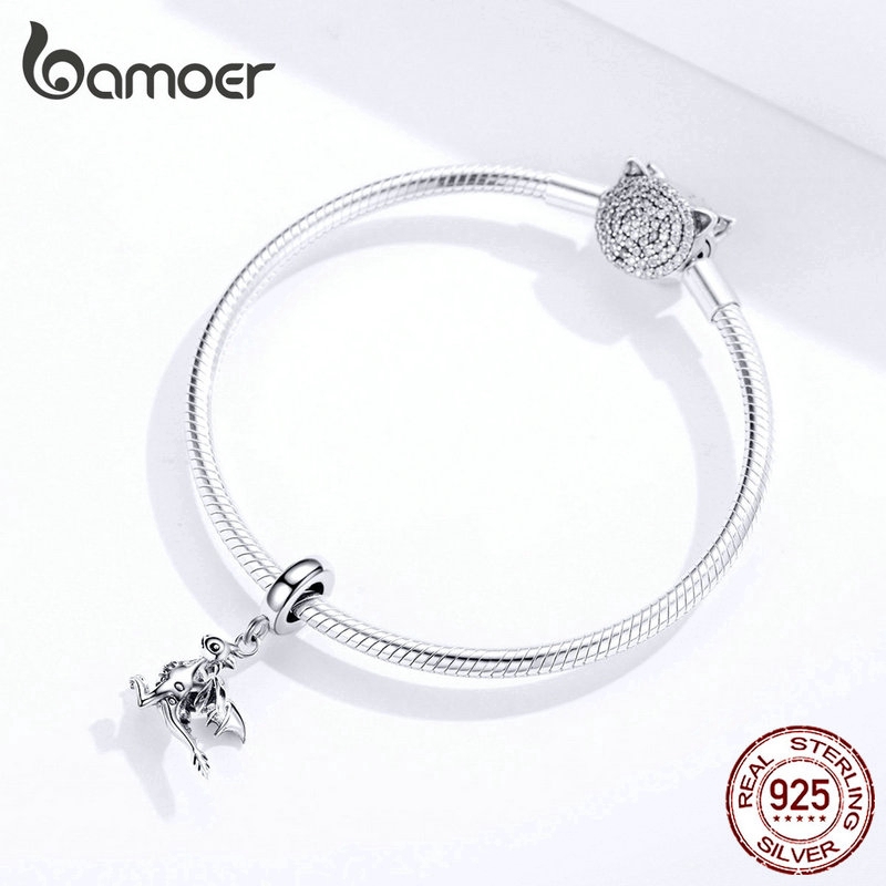 Mặt dây chuyền Bamoer bằng bạc 925 hình rồng châu Âu 3D độc đáo