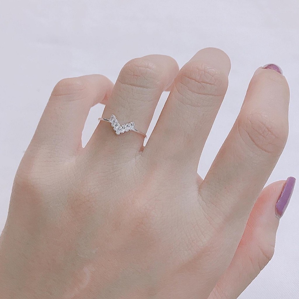 Nhẫn bạc đẹp nữ Aura, nhẫn trái tim đính đá đơn giản-AURASILVER-N15
