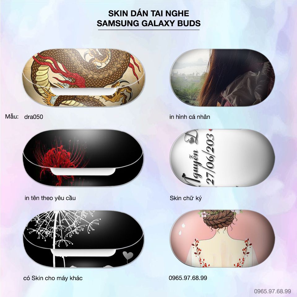 Skin dán tai nghe Samsung Galaxy Buds in hình rồng - dra051