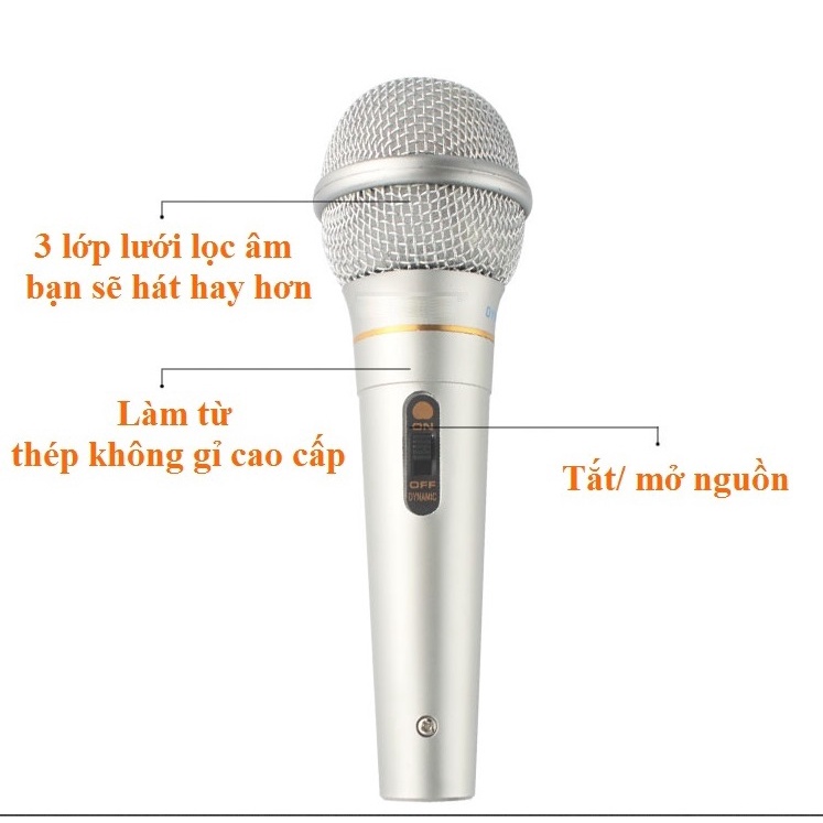 Mic Hát Karaoke, Micro Có Dây  Phiên Bản Mới Chống Hú, Lọc Âm Cực Tốt – Bảo Hành toàn quốc