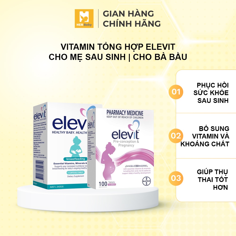Vitamin tổng hợp cho mẹ bầu chính hãng Úc Elevit Pre-conception&Pregnancy/Breastfeeding  - Herbaby