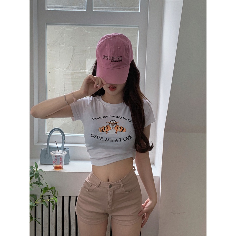 Áo Thun Tay Ngắn Cổ Tròn In Họa Tiết Hoạt Hình Phong Cách Hàn Quốc Thời Trang Cho Nữ