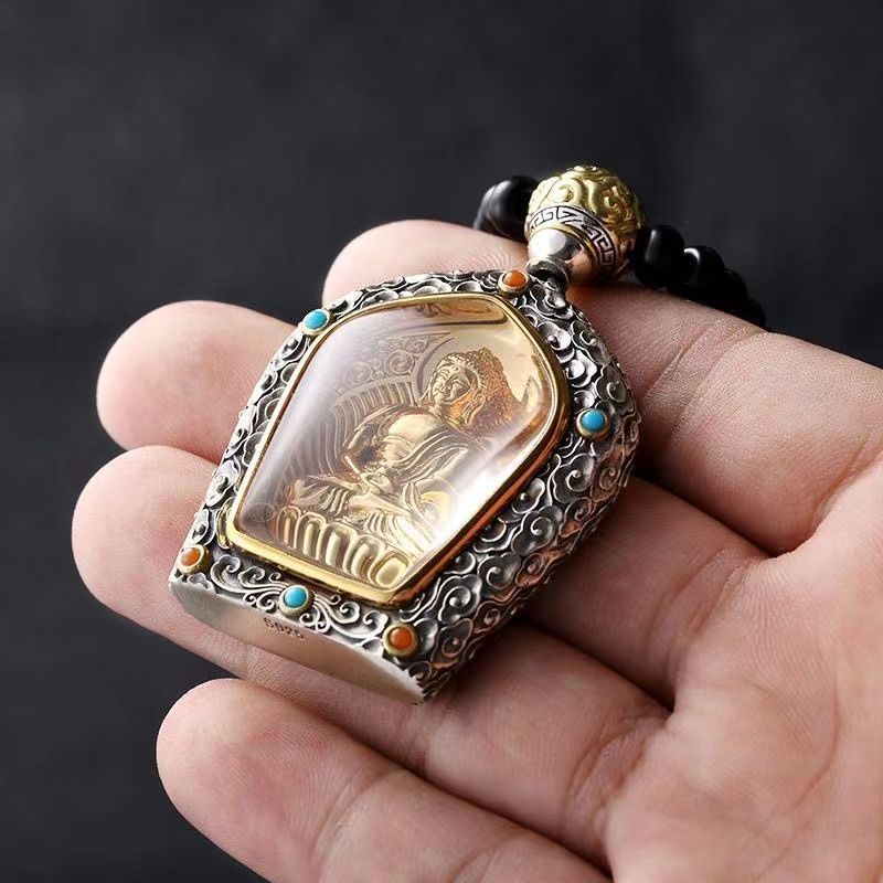 Dây Chuyền Bạc Sterling Mặt Hình Phật Hoàng Đạo Chạm Khắc Tinh Tế Thời Trang Unisex