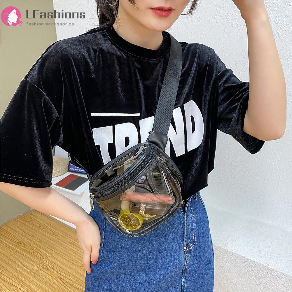 ☆Lfashion☆ Túi Đeo Hông Bằng Nhựa PVC Trong Suốt Phong Cách Thể Thao Dành Cho Nữ