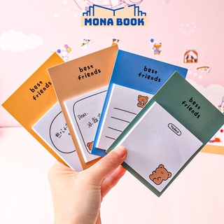 Giấy note ghi chú hình gấu cute nhiều màu, giấy ghi chú cute Monabook