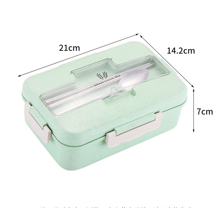Combo Hộp Đựng Cơm Giữ Nhiệt Văn Phòng 3 Ngăn Lúa Mạch Kèm Muỗng Đũa, Túi giữ nhiệt đựng cơm, Cốc đựng canh