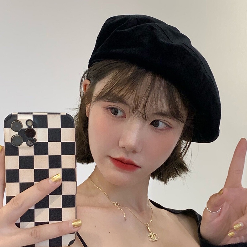 Mũ nồi vải nhung phong cách Hàn Quốc thời trang dành cho nữ