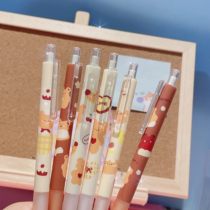 🍉Bút Bi Bấm Hình Cô Gái Anime Nhật Bản/ Quả Đào / Phi Hành Gia - Set Bút Viết Mực Đen Nhiều Mẫu Cực Xinh DUASHOP