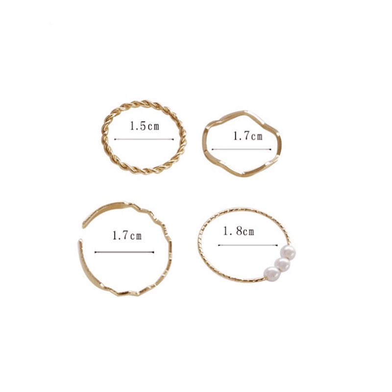 Set 5 Nhẫn Kiểu Dáng Đơn Giản Thời Trang Theo Phong Cách Hàn Quốc