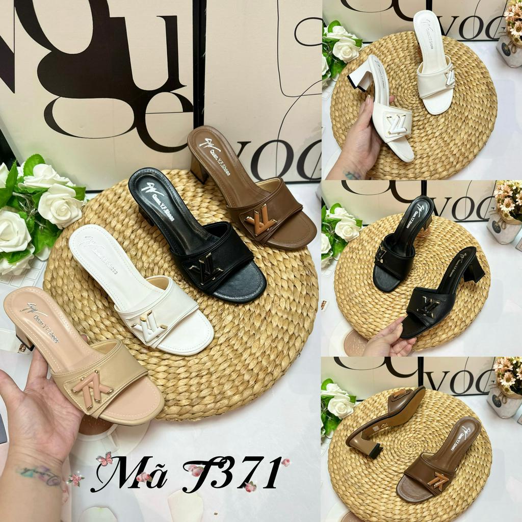 Guốc Quai Ngang Dép LV Đế Vuông Hàng Thời Trang Cao Cấp T371