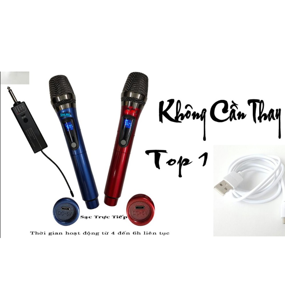 Micro không dây  2 micro  shure u20  kim loại  cao cấp chuyên dùng cho loa kéo, amply, mic hút ít hú hát cực nhẹ