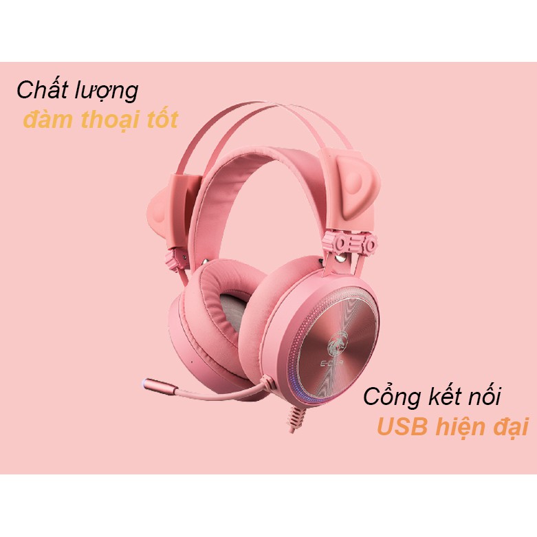 Tai nghe Gaming E-Dra EH412 Pro Pink Led RGB - Hàng Chính Hãng