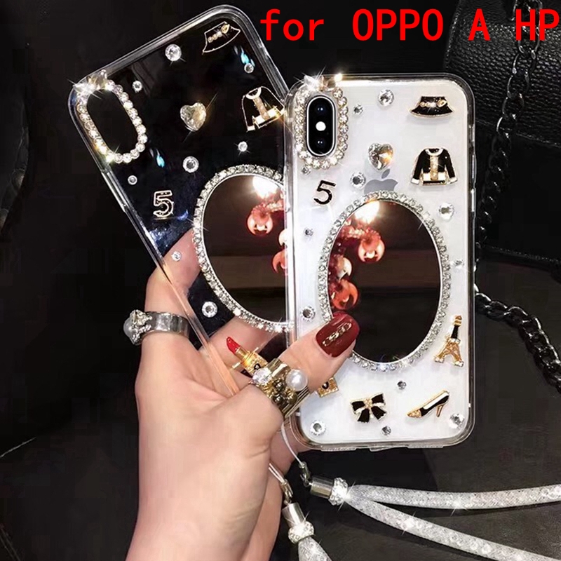 Ốp điện thoại có gương kèm dây đeo cho OPPO A7 A5s A3s A83 A71 A57 A39 A37 A37f A53 A51 A33 A31 Neo 9 7