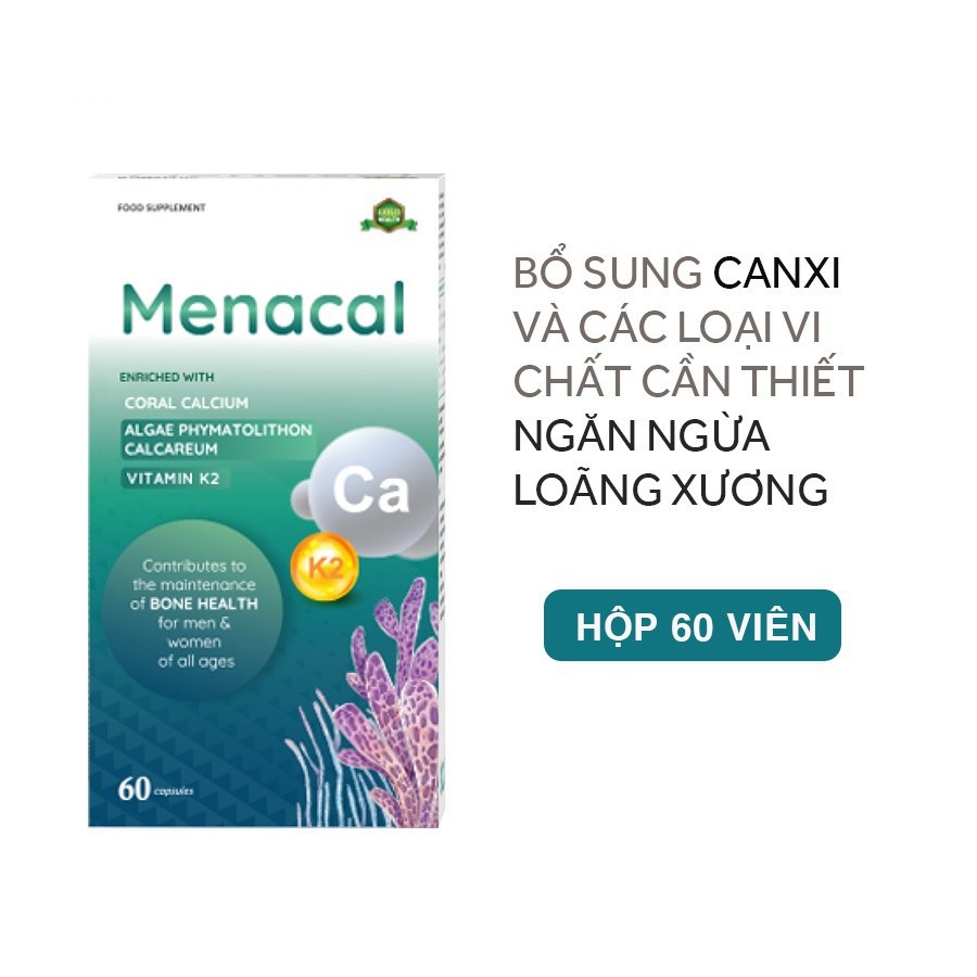 [ Chính Hãng ] Menacal Viên Uống Bổ Sung Canxi, Vitamin K2 và D3 Giúp Ngăn Ngừa Loãng Xương Cho Bà Bầu - Hộp 60 Viên