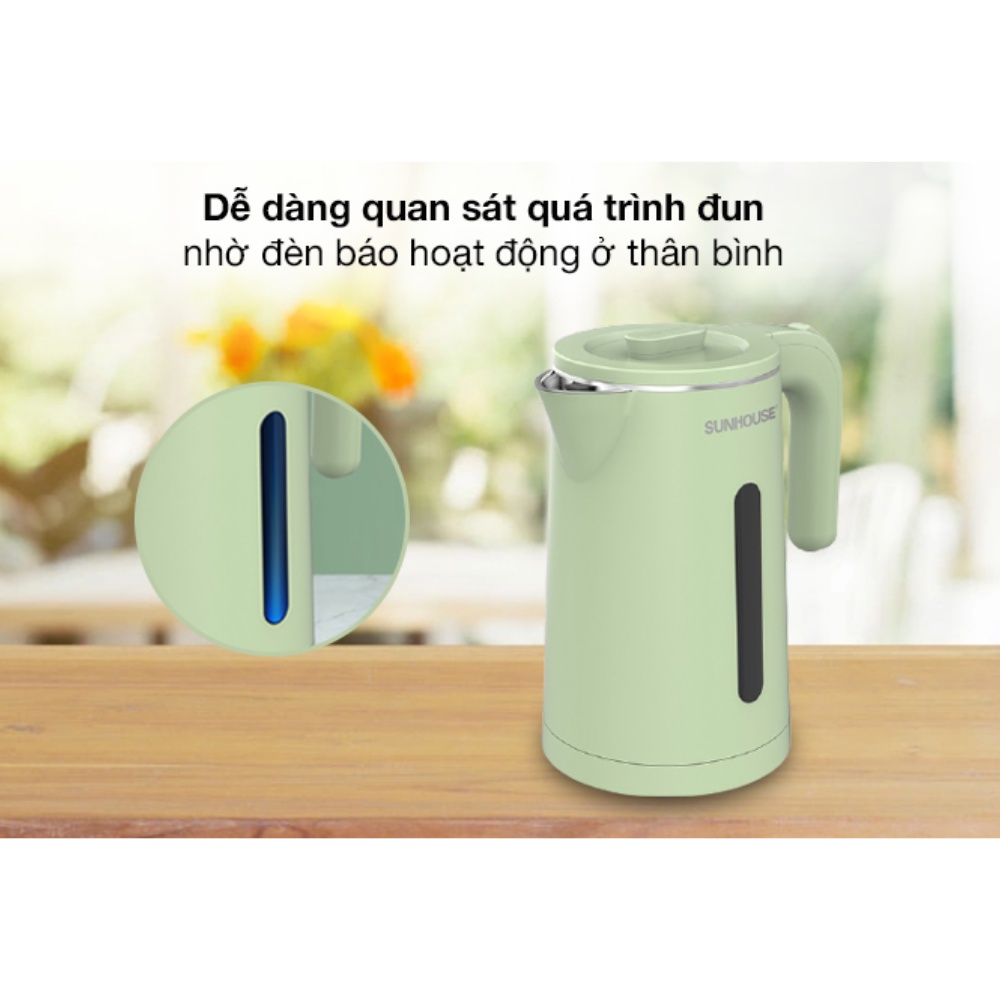 Ấm Siêu Tốc SUNHOUSE SHD1353 , inox 2 lớp 1.8L , công suất lớn 1500W, thiết kế bền đẹp, sử dụng an toàn - BH 12 Tháng