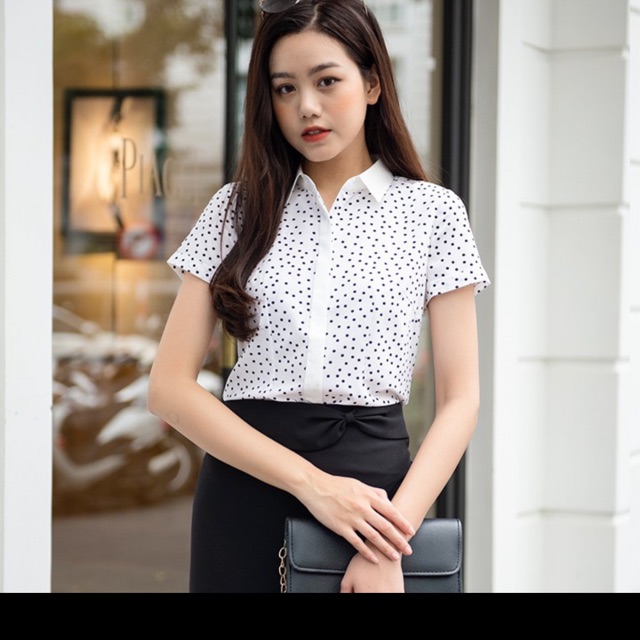 Thanh lý áo công sở chấm bi cao cấp
