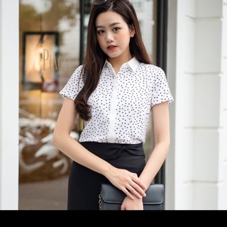 Thanh lý áo công sở chấm bi cao cấp