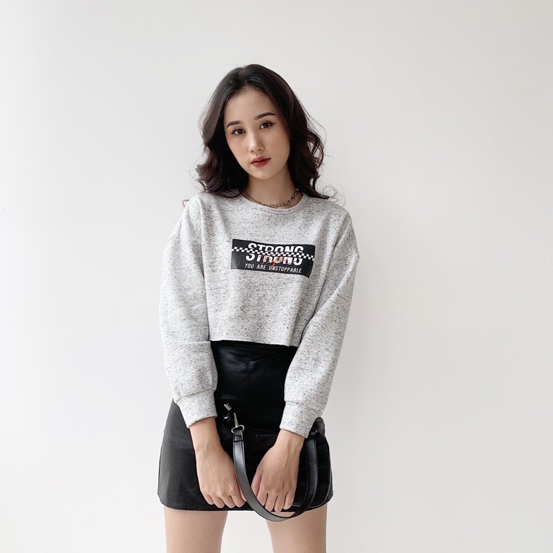 Áo nỉ croptop xám phẩy 3 hình | BigBuy360 - bigbuy360.vn