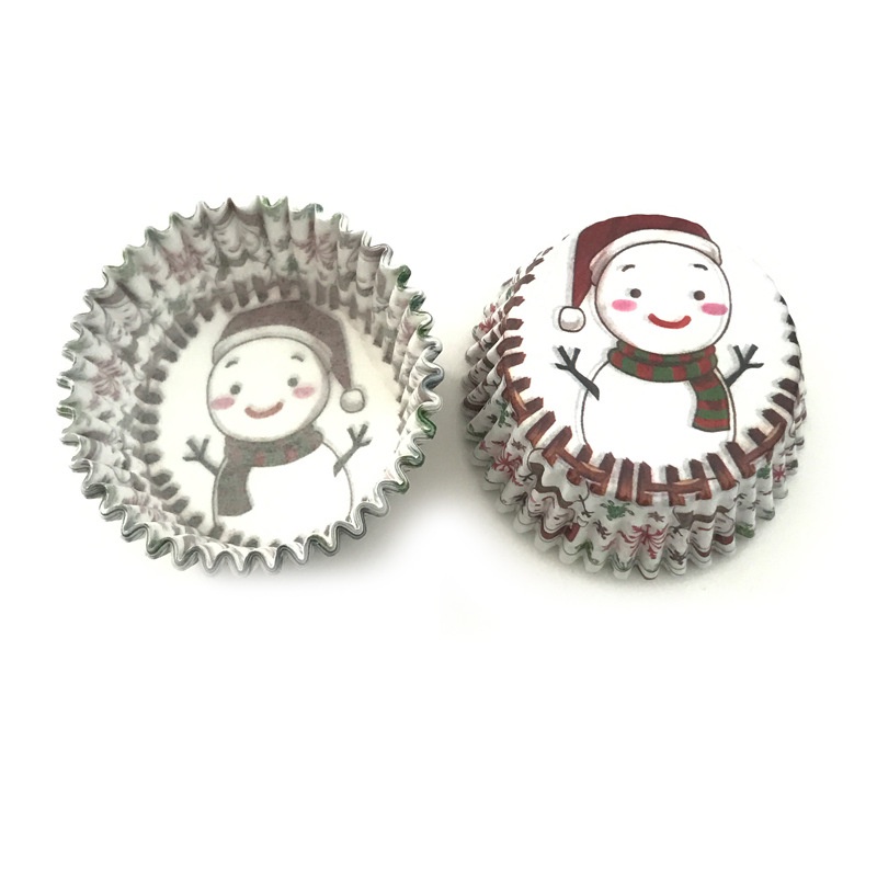 Set 100 cốc giấy đựng bánh cupcake họa tiết Giáng sinh/ Noel dễ thương