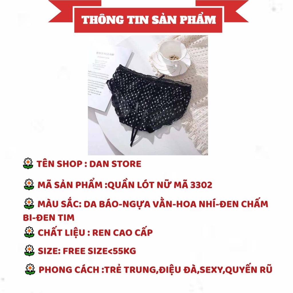 Quần Lót Nữ - Quần Lót Ren phối họa tiết cá tính tôn dáng gợi cảm DAN STORE MÃ 3302