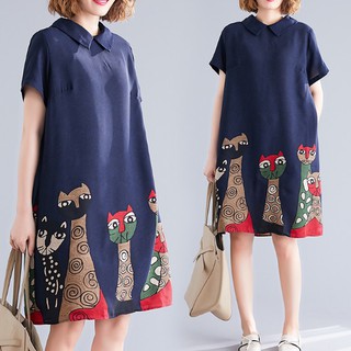 G779 Đầm big size freesize dáng suông in họa tiết đuôi váy đáng yêu xinh xắn