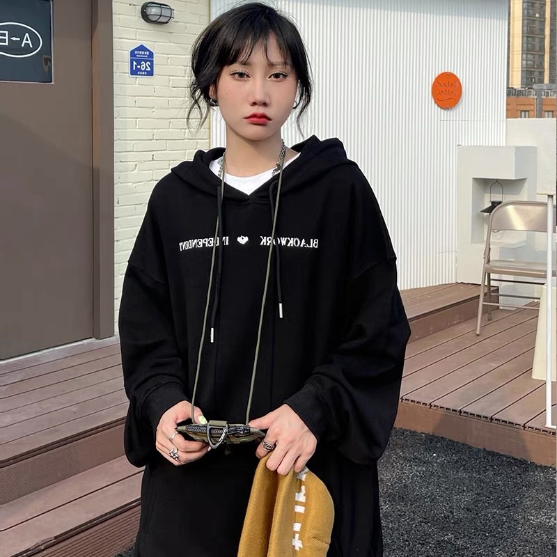 Áo hoodie Black work chất liệu nỉ bông dày dặn form oversize | BigBuy360 - bigbuy360.vn