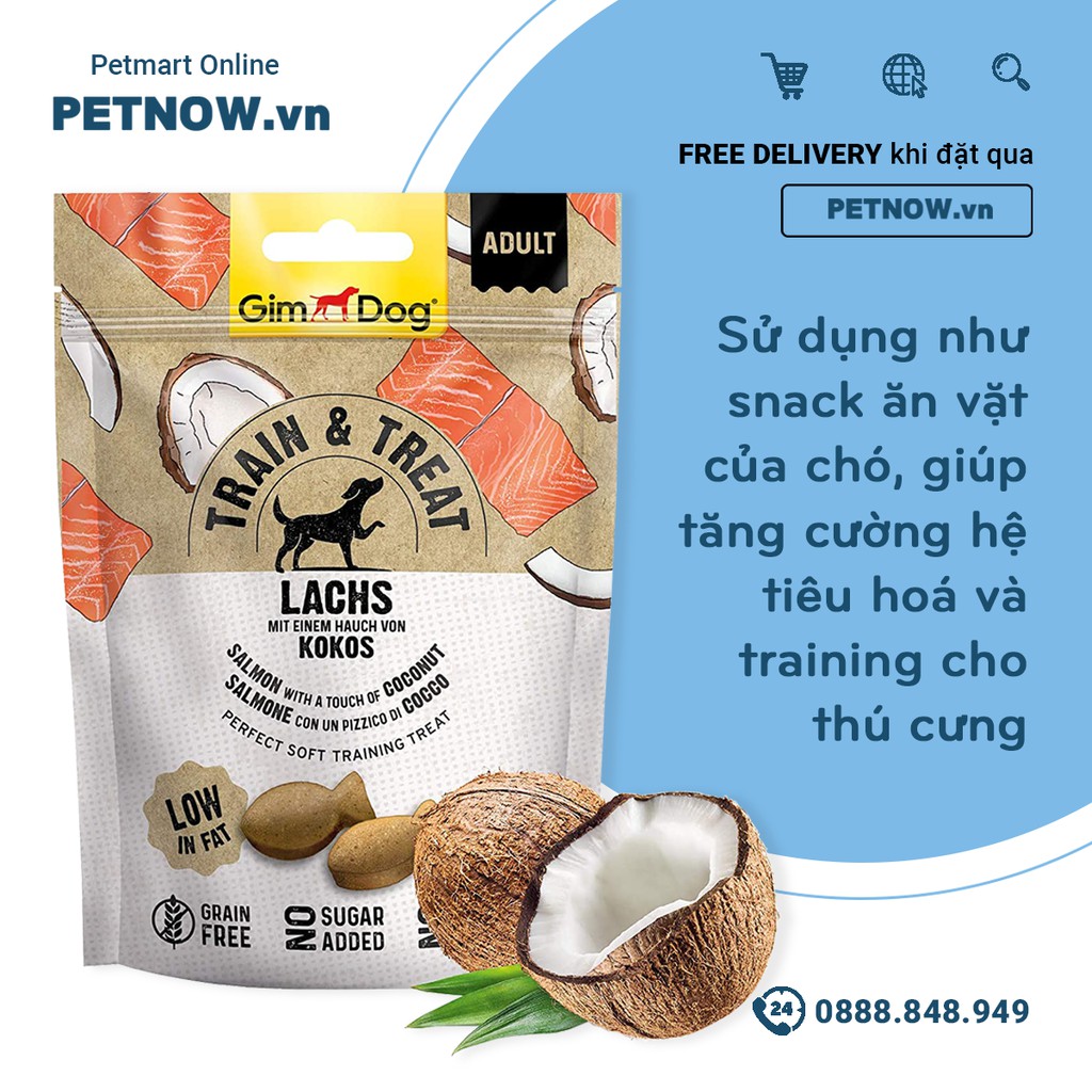 Snack GimDog Train Treat Lachs 125g - Hỗ trợ huấn luyện cho chó trưởng thành