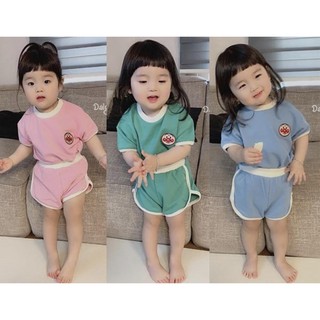 [HOT] Bộ Cộc Tay Chất Thun Lạnh Thêu Mặt Hề Dễ Thương Cho Bé từ 7-17kg