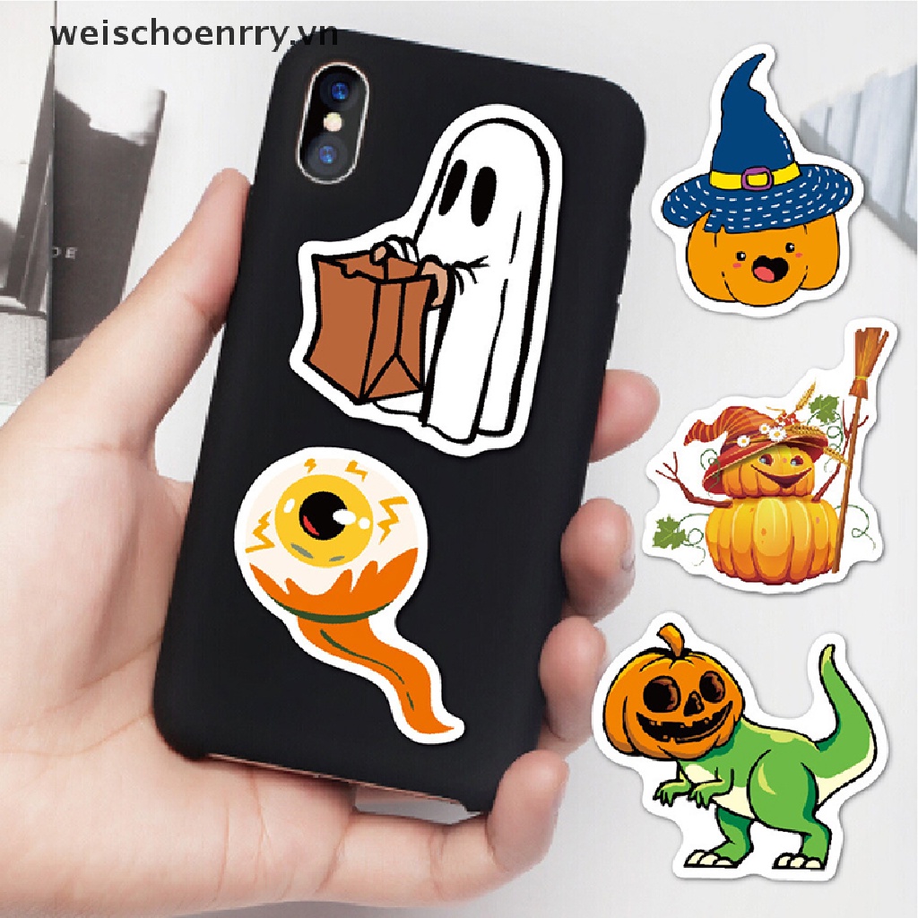 Bộ 50 Sticker Họa Tiết Bí Ngô Halloween Kinh Dị
