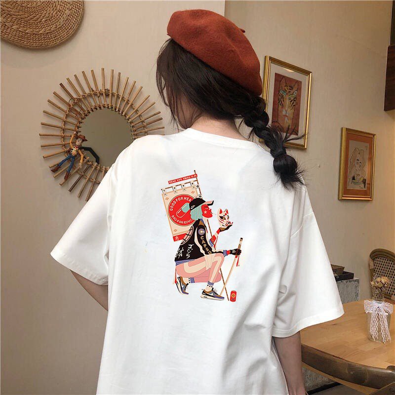 Áo thun tay lỡ nữ form rộng phong cách Nhật Bản form rộng vải dày mịn 2020T1851