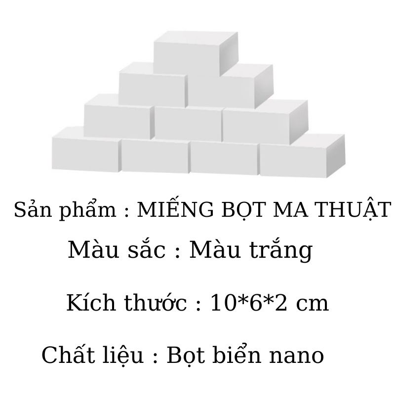 Miếng bọt biển nano ma thuật lau chùi vật dụng nhà bếp đa năng tiện dụng 10x6x2cm