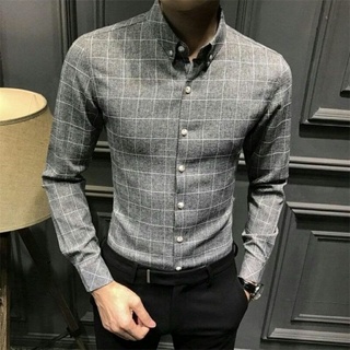 Áo Sơ Mi Nam Dài tay kẻ Caro Dáng Hàn Quốc,vải lụa cotton